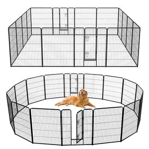 16 Panel 40" Height Pen Fence w/ Lock Indoor Outdoor Foldable Fencing Gate - Picture 1 of 10