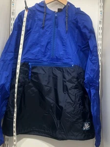 Chaqueta cortavientos Bud azul claro/negro para hombre abrigo de lluvia grande con capucha cremallera de 3 cuartos - Imagen 1 de 10