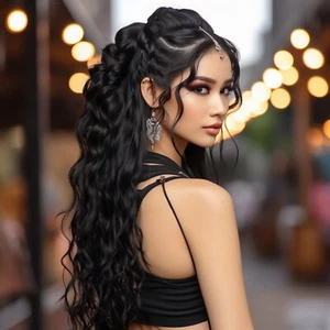 Women's Water Wave Ponytail Wig Curly Pony tails hair for Daily - Picture 1 of 8
