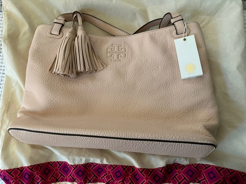 Borsa a tracolla Tory Burch Thea in pelle cerniera con cerniera nuova con etichette in melone dolce