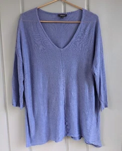 Suéter túnica Pure Amici para mujer Plus 1X 100 % lino azul cuello en V Lagenlook moderno - Imagen 1 de 5