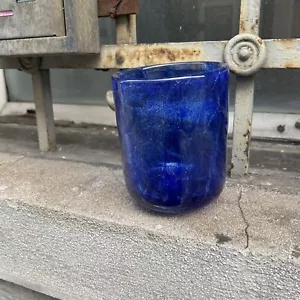 VASO IN VETRO DI MURANO 60s BLEU ITALIAN DESIGN GLASS VASE - Photo 1/13