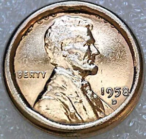 USA 1 Cent 1958-D Lincoln Memorial Goldish Plated - Picture 1 of 2