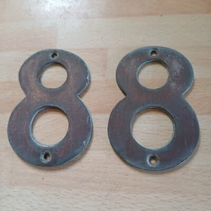 2x Number '8' Brass Door / Gate house numbers - Picture 1 of 4