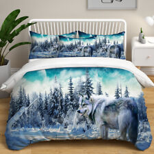 North American Gray Wolf Quilt Cover Pillowcase Queen Color Comfort Bedding Set