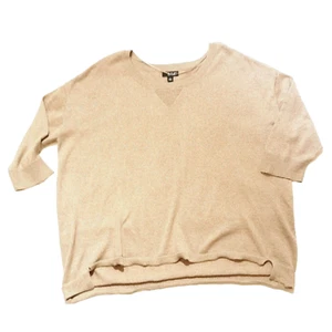 A.N.A Gold Metalic Knit Sweater Top Womens 1X Split Hem 3/4 Sleeve - Picture 1 of 5