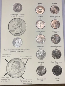 1999-2008 50 State US MINT Commemorative Quarters Coins Littleton Album - Picture 1 of 9