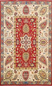 Geometric Super Kazak Vegetable Dye Oriental Area Rug Handmade Wool 6x9 Carpet