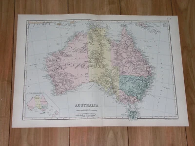 1891 ORIGINAL ANTIQUE MAP OF  AUSTRALIA / MELBOURNE SYDNEY BRISBANE PERTH - Image 1 of 4