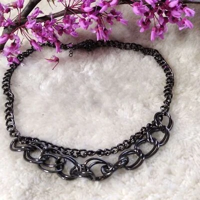 Collar de cadena de metal negro para mujer doble hilo moda joyería de hadas Foto 1 de 4