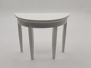 Miniatur Puppenhaus halbrunder Flurtisch weiß lackiert Maßstab 1:12 Möbel - Bild 1 von 8