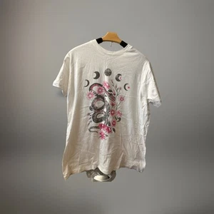 Cotton On Women’s White T Shirt With Snake And Flower Design-Size XS - Picture 1 of 3