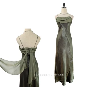 Vintage Betsy Adam Ballkleid Maxikleid 8P grün 90er Y2K Rüschen Fee Grunge Schleife - Bild 1 von 11