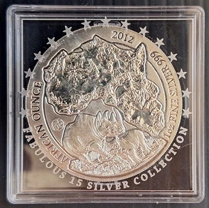 2012 Rwanda Fabulous 15 Black Rhinoceros 1oz Silver (.999) 50 Francs coin - Bild 1 von 3