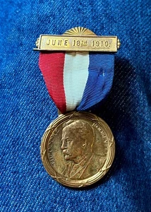 Scarce Theodore Roosevelt June 18, 1910 Reception 1 1/4" Wide Metal Fob W/Date - Picture 1 of 2