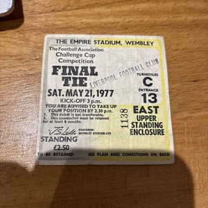 Ticket Manchester United Liverpool 1977 Fa Cup Final Grey Yellow - Picture 1 of 1