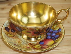 Set tazze da tè e piattini Aynsley Frutteto Piedi Oro Firmati N. Brunt (B18) - Foto 1 di 20
