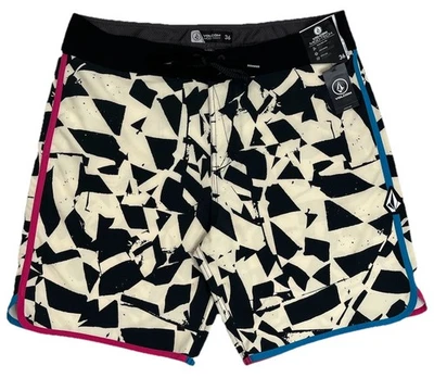 Mens VOLCOM Mod-Tech Board Shorts 36 Lido Print Scallop 19" NEW Multicolor Beach - Image 1 of 4