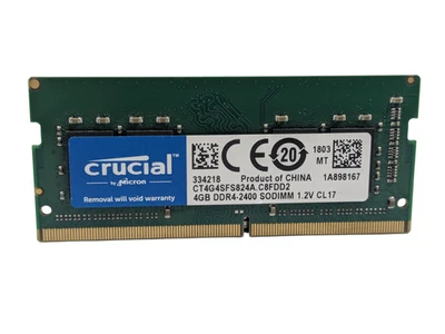 Crucial 4GB DDR4 2400MHz PC4-19200 Laptop RAM CL17 SODIMM CT4G4SFS824A - Image 1 of 4