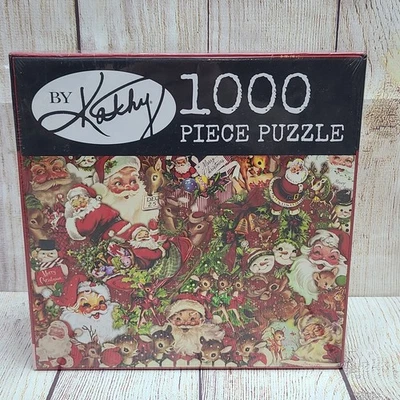 By Kathy Santa Collage Jigsaw Puzzle 1000 Pieces Cardboard 27" x 20" New Sealed - Image 1 of 4