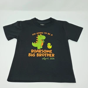 I'm Going To Be A Roarsome Big Brother 2026 Black Dinosaur T Shirt Boys 2T Fun - Picture 1 of 6