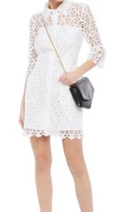 Sandro Lauretta White Lace Front Button up Dress 3/4 Sleeve Size 34 NWT Ecru - Picture 1 of 10