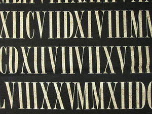 SCHREIBEN RÖMISCHE ZIFFERN SCHREIBEN BUCHSTABEN SILBER BAUMWOLLSTOFF FQ - Bild 1 von 5