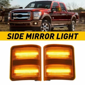 For Ford F250 F350 F450 F550 Amber Lens Full LED Side Mirror Marker Signal Light - Picture 1 of 12