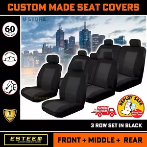 FULL Set Custom Seat Covers 3Row For KIA CARNIVAL KA4 S / Si SLi 2020-2024 BLK - Picture 1 of 7