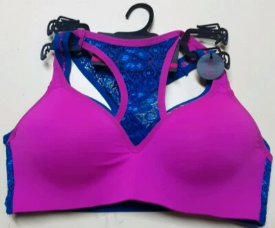 Sujetador deportivo Material Girl 2PK Juniors espalda deportiva M gancho inalámbrico sin cordones #WC11 Foto 1 de 2