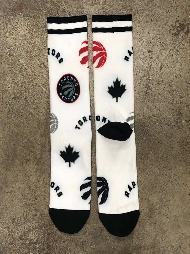 Toronto Raptors NBA Mens Large Socks Fits Size 6-12 PKWY Logo Panel Crew - Image 1 of 1