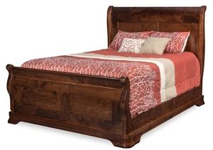 Amish Traditional Sleigh Panel Bed Solid Wood King Queen Full - Picture 1 of 1