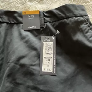 BNWT M&S Ladies Cotton Rich Knee Length Chino Shorts, Colour Black Size 22/24 - Picture 1 of 5