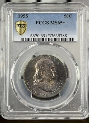 1955 PCGS MS65+ Franklin Half Dollar VIBRANT TONING - Image 1 of 2
