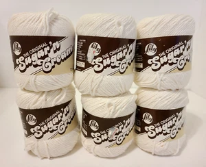 6 VTG Skeins Lily Sugar 'n Cream The Original Yarn Medium 4Ply 100% Cotton WHITE - Picture 1 of 14