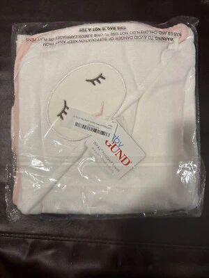 Toalha Gund rosa/branco com capuz para filhote de cachorro 30" X 30" bordada macia para rosto - Imagem 1 de 2