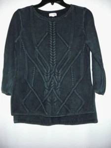 MAISON JULES Blue Cotton Blend Crew Neck 3/4 Sleeve Women Sweater M - Picture 1 of 7