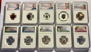 2018-S U.S. Silver Reverse Proof Set 10pc. NGC PF70 ER [PORTRAIT LABEL] - Picture 1 of 2