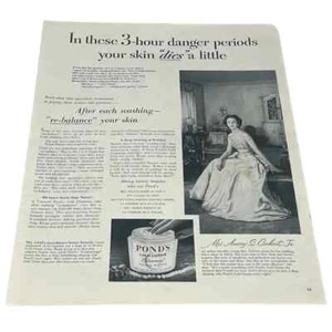 Ponds Cold Cream 1954 en estos anuncios impresos originales vintage de 3 horas - Imagen 1 de 3