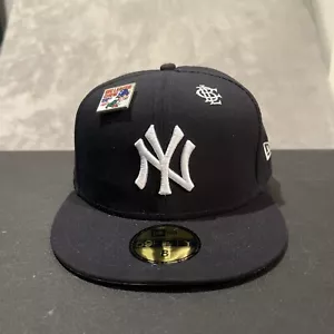 New York Yankees Big League Chew Hat Mens 8 Blue Fitted 59FIFTY New Era with Pin - Picture 1 of 8