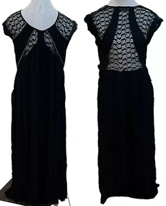 BLESSED Are The Meek SZ M Women CROCHET Black LONG Dress SZ M - Picture 1 of 8