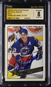 Teemu Selanne Signed 1993-94 Topps Gold #92 CGC 8 JSA 10 Auto Signature Series* - Picture 1 of 2