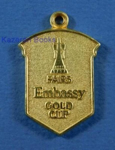 Solid Silver Gilt Embassy Darts Gold Cup Pairs Watch Fob Medal Hallmarked 2001 - Picture 1 of 7