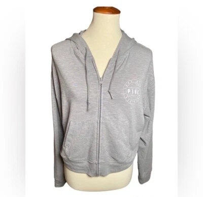 Sudadera con capucha gris con cremallera PINK VS. Talla mediana Foto 1 de 4