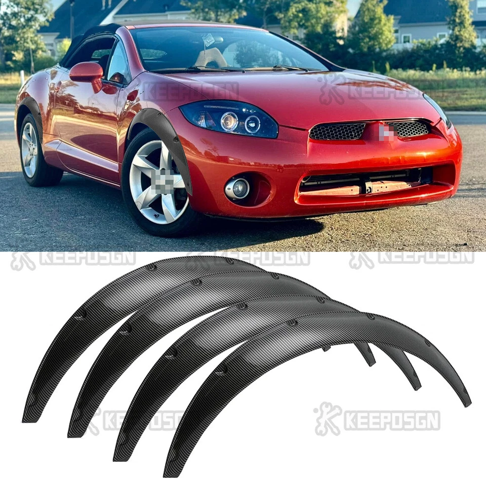 Kits de carrocería extra ancha con llamaradas de guardabarros de aspecto de fibra de carbono de 4 piezas para Mitsubishi Eclipse Foto 1 de 4