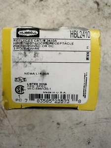 Hubbell HBL2410 20A Twist Lock Receptacle 125/250V AC/DC 3P 4W - Picture 1 of 2