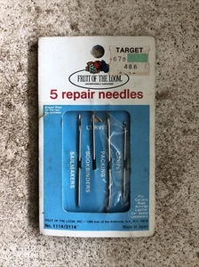 Vintage Fruit of the Loom Nähen Reparatur Nadel 5er Pack Buchbinder Teppich gebogen - Bild 1 von 3