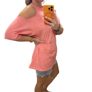Women's custom dyed Pink cut out Shoulder Top womens XL oversized loose fit - Picture 1 of 5