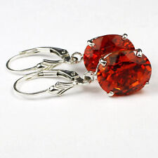 Natural Padparadscha Sapphire 925 Sterling Silver Leverback Earrings