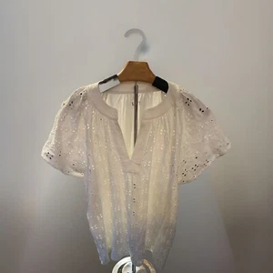 Blusa Ann Taylor Loft Blanca Ojales Damas Grande Pequeña Nueva Sin Etiquetas - Imagen 1 de 1